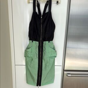 Proenza Schouler Black and Mint Backless Dress